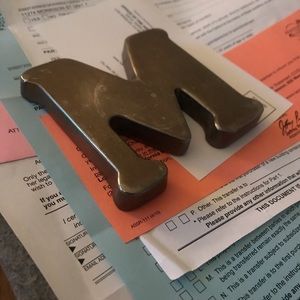 Vintage letter “M” paperweight sexy